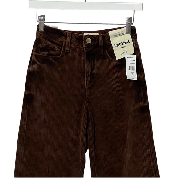 L'AGENCE WOMENS SIZE 23 SCOTTIE WIDE LEG CORDUROY JEANS IN SADDLE BROWN NEW - Picture 7 of 16